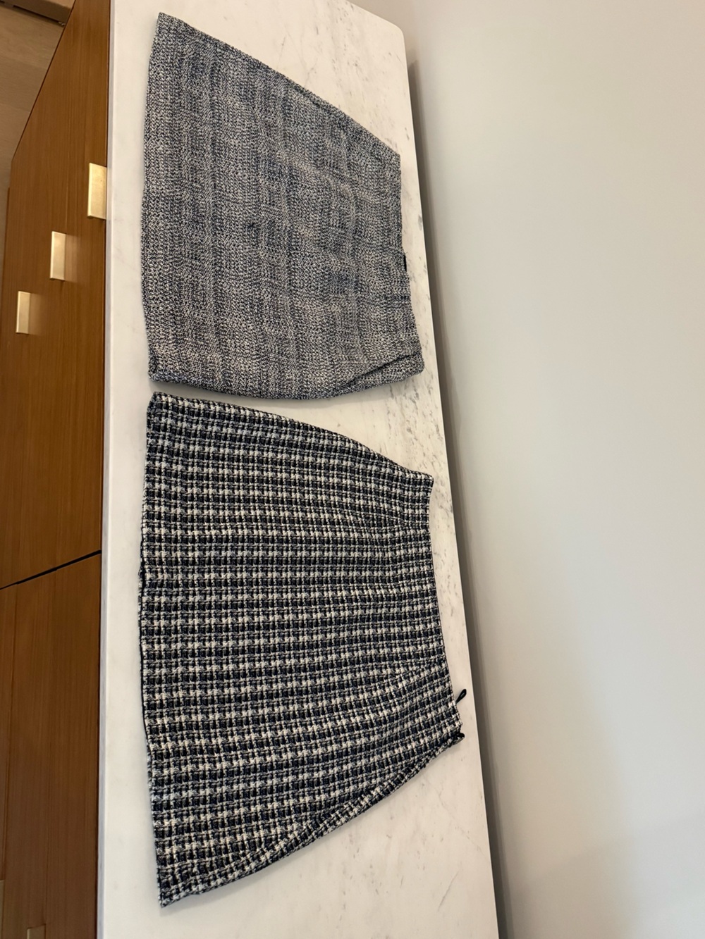 Babaton Black and White Tweed Mini Skirt